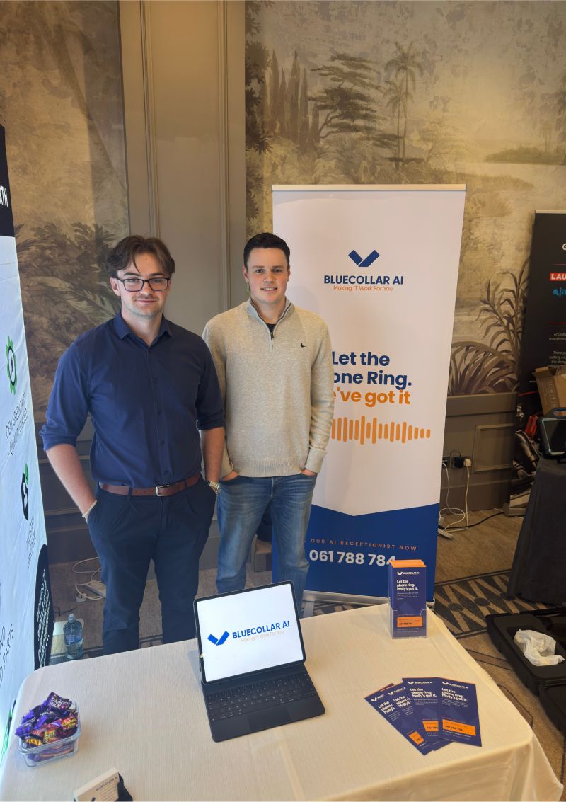 Cillian and Dillon from BlueCollar AI at a trade industry event